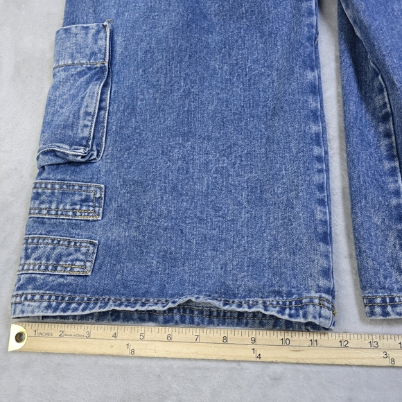FOREVER 21 Cargo Jeans Womens 27 Blue Flap Pockets Baggy Wide Leg Y2K Grunge - Picture 7 of 11